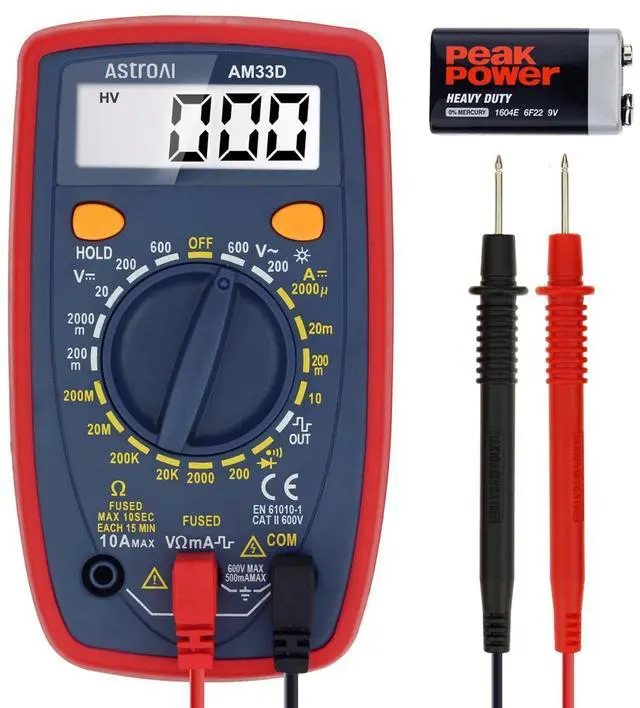 Main image of Digital Multimeter Tester 2000 Counts with DC AC Voltmeter and Ohm Volt Amp Meter; Measures Voltage, Current, Resistance, Continuity and Diode, Blue
