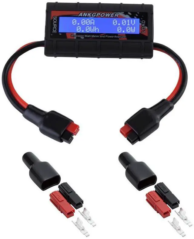 Alt view image 2 of 7 - 150A Watt Meter Power Analyzer, High Precision RC with Digital LCD Screen&2 Sets of 45amp Power Pole Connectors for Voltage (V) Current (A) Power (W) Charge(Ah) and Energy (Wh) Measurement