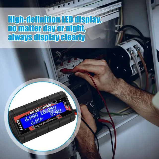 Alt view image 6 of 7 - 150A Watt Meter Power Analyzer, High Precision RC with Digital LCD Screen&2 Sets of 45amp Power Pole Connectors for Voltage (V) Current (A) Power (W) Charge(Ah) and Energy (Wh) Measurement