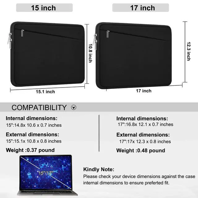 Alt view image 6 of 7 - Laptop Sleeve Case 17 inch, Durable Computer Carrying Bag with Front Pocket
