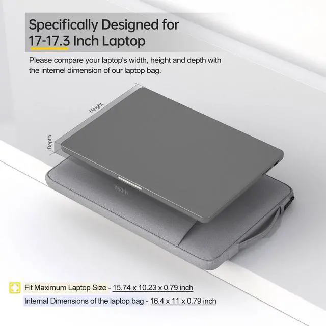 Alt view image 2 of 7 - 17.3 Inch Laptop Case Bag for HP 17.3 / Envy 17 17t/ Pavilion 17, Acer Nitro 5, Lenovo IdeaPad 3 17, ASUS VivoBook Pro 17 Carrying Protective Case(Light Grey)
