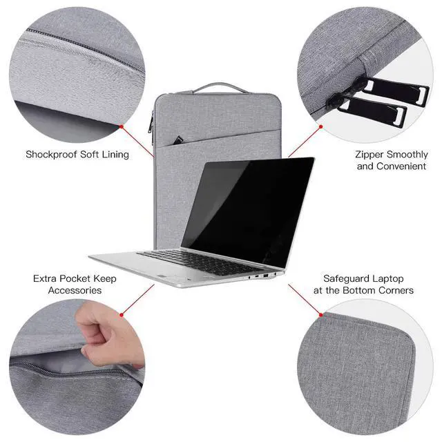 Alt view image 4 of 7 - 17.3 Inch Laptop Case Bag for HP 17.3 / Envy 17 17t/ Pavilion 17, Acer Nitro 5, Lenovo IdeaPad 3 17, ASUS VivoBook Pro 17 Carrying Protective Case(Light Grey)