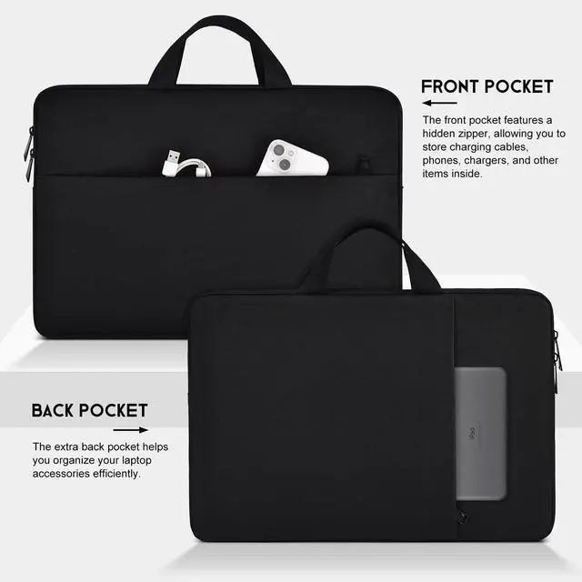 Alt view image 4 of 7 - 17 17.3 inch Laptop Sleeve Case for 2026 2025 HP 17 inch Touchscreen Computer, HP Envy/Pavilion, Shockproof-Padded Travel Carrying Laptop Bag with Accessory Pockets, Black