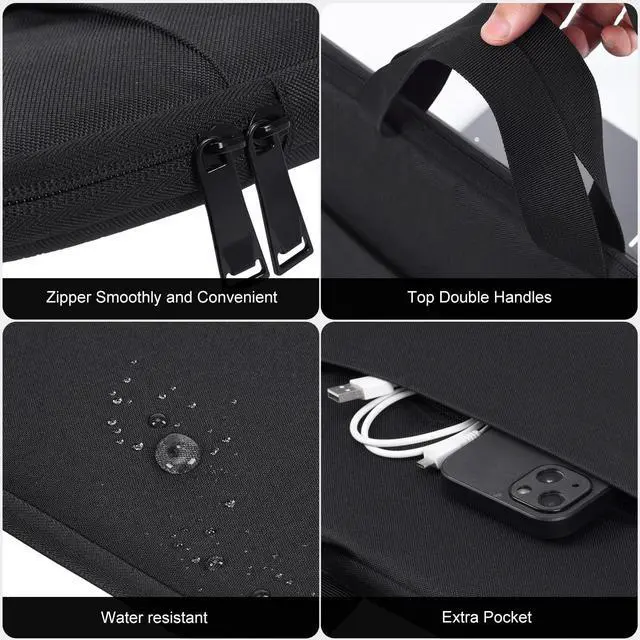 Alt view image 6 of 7 - 17 17.3 inch Laptop Sleeve Case for 2026 2025 HP 17 inch Touchscreen Computer, HP Envy/Pavilion, Shockproof-Padded Travel Carrying Laptop Bag with Accessory Pockets, Black