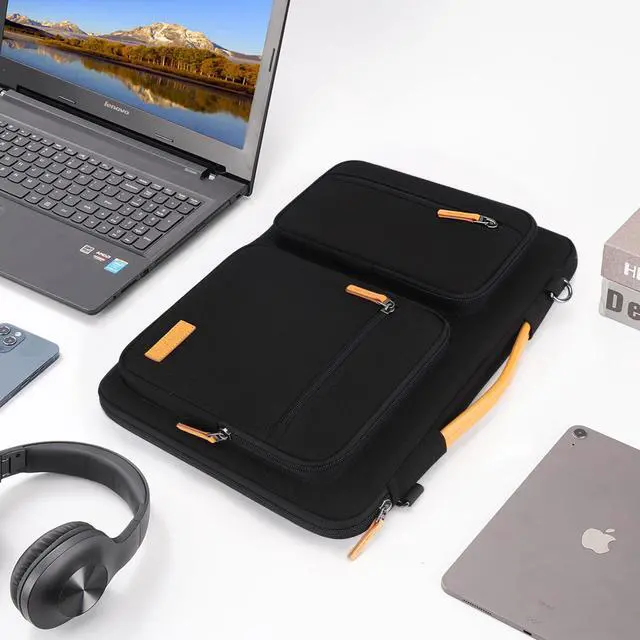 Alt view image 7 of 7 - 17 inch Laptop Sleeve Protective Case Cover Compatible with 17-17.3 inch HP Dell ASUS Lenovo Chromebook,Waterproof Computer Cases Bag with Handle,Black