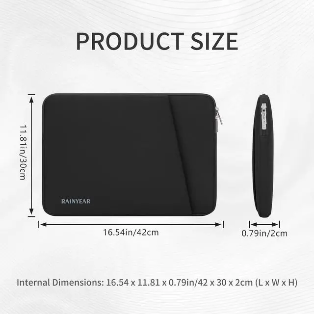 Alt view image 5 of 7 - 17 Inch Laptop Sleeve Padded Case Cover with Front Pocket, Black