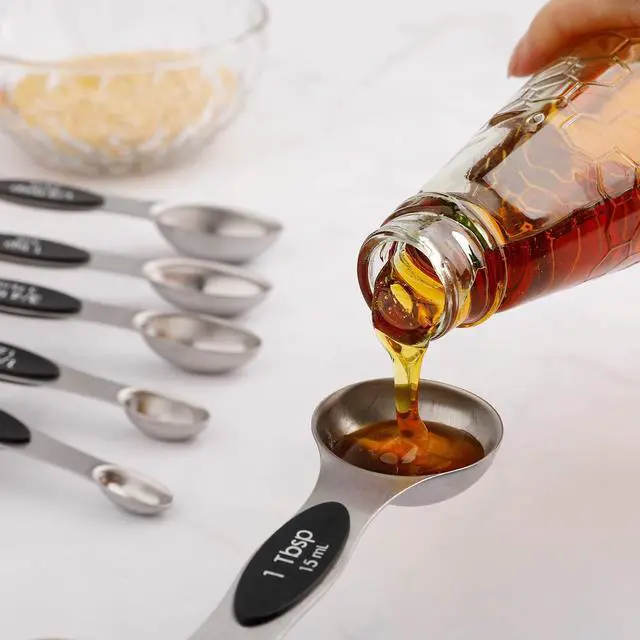 Alt view image 3 of 7 - Magnetic Measuring Spoons Set of 5 Stainless Steel Dual Sided Teaspoon