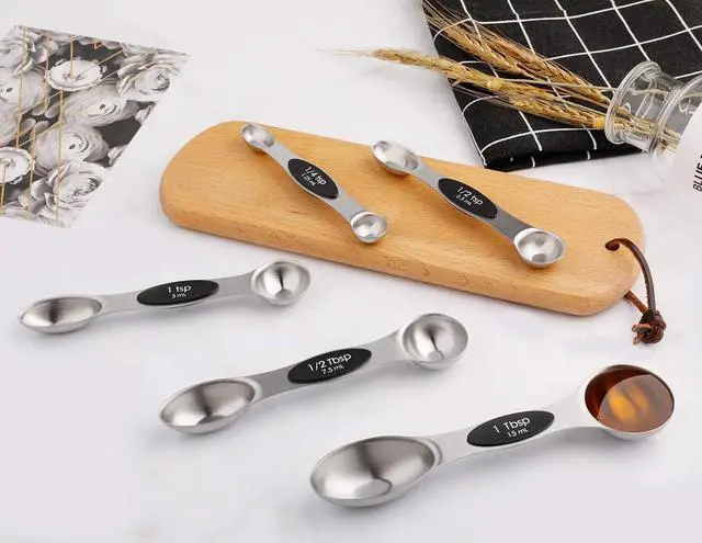 Alt view image 4 of 7 - Magnetic Measuring Spoons Set of 5 Stainless Steel Dual Sided Teaspoon