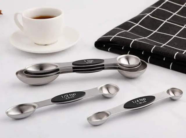 Alt view image 5 of 7 - Magnetic Measuring Spoons Set of 5 Stainless Steel Dual Sided Teaspoon