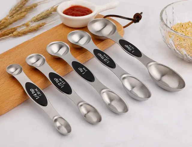 Alt view image 6 of 7 - Magnetic Measuring Spoons Set of 5 Stainless Steel Dual Sided Teaspoon
