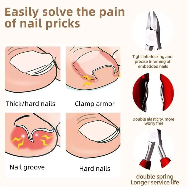 Alt view image 3 of 7 - Professional Toenail Clippers for Thick & Ingrown Nails - Extra Sharp Curved Blade, Double Spring, Non-Slip Handle - Podiatrist Recommended for Men/Seniors with Hard/Thick Toenails (Silvery)