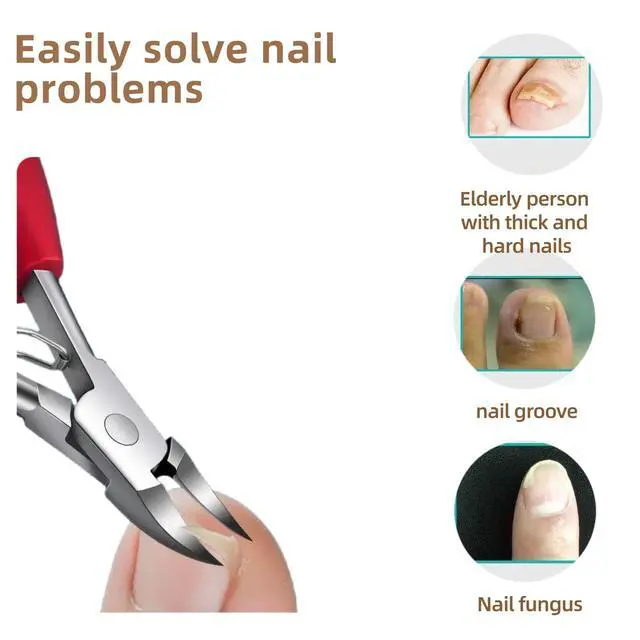 Alt view image 4 of 7 - Professional Toenail Clippers for Thick & Ingrown Nails - Extra Sharp Curved Blade, Double Spring, Non-Slip Handle - Podiatrist Recommended for Men/Seniors with Hard/Thick Toenails (Silvery)