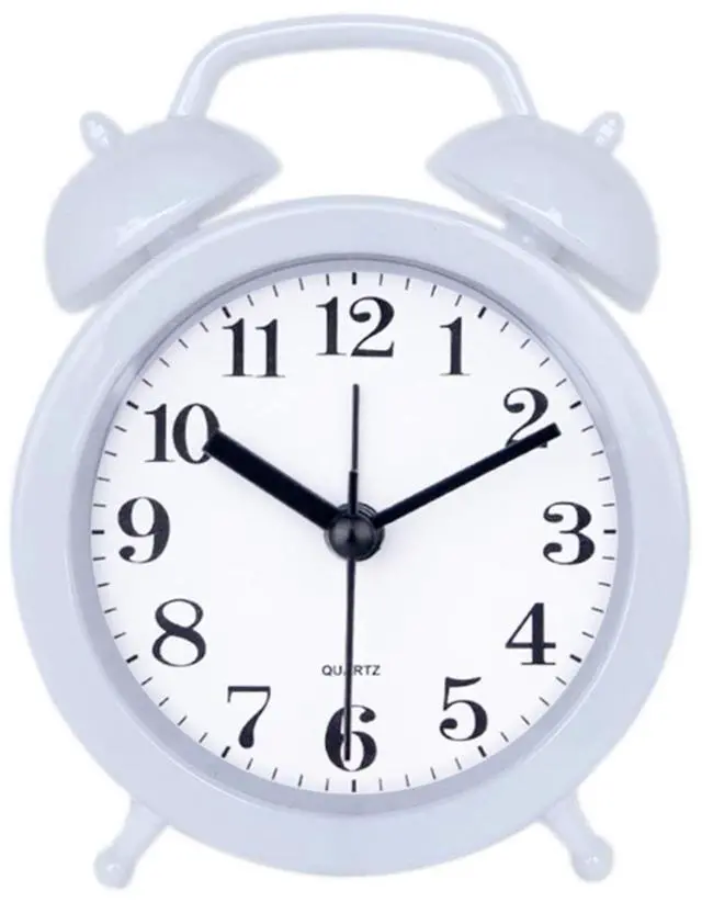 Main image of Alarm Clock - Double Bell Classic Home Cute Battery Operated Analog Mini Round Bedside Desk Kid Gifts Children's Student Home Decoration (White)