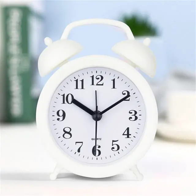 Alt view image 2 of 7 - Alarm Clock - Double Bell Classic Home Cute Battery Operated Analog Mini Round Bedside Desk Kid Gifts Children's Student Home Decoration (White)