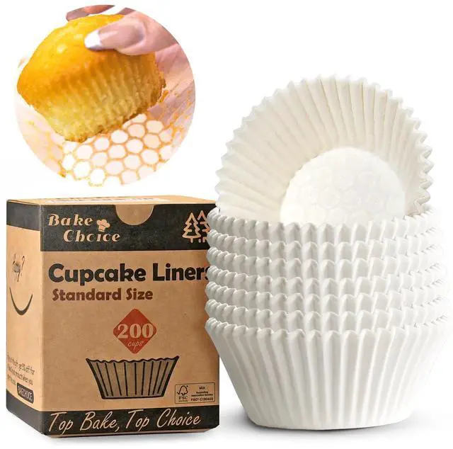 Main image of 200pcs Standard Cupcake Liners for Baking, White Muffin Liners