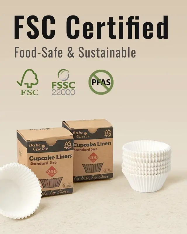 Alt view image 6 of 7 - 200pcs Standard Cupcake Liners for Baking, White Muffin Liners