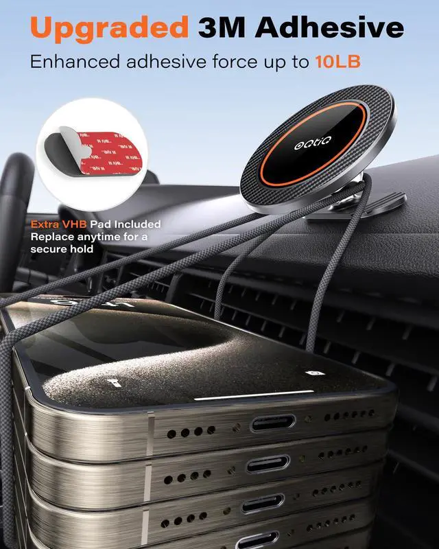 Alt view image 4 of 7 - for MagSafe Car Mount with 17 N54 Magnets, Dashboard Phone Holder