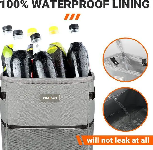 Alt view image 5 of 6 - Car Trash Can, Compact Waterproof Organizer, Leak-Proof Bin, 2-Gallon