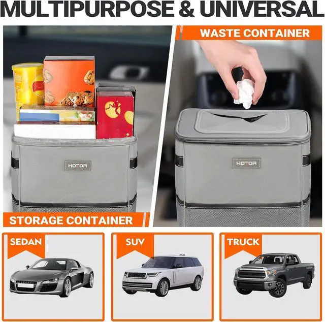 Alt view image 6 of 6 - Car Trash Can, Compact Waterproof Organizer, Leak-Proof Bin, 2-Gallon
