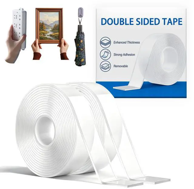 Main image of 2 Rolls Nano Double Sided Tape Heavy Duty,1.18"W x 10'L, 0.08" Thick,Clear