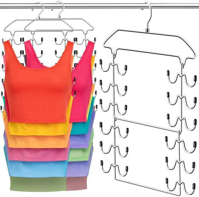 Main image of Closet Organizers and Storage 2 Pack,Tank Top Hanger 6 Tier Double Space Saving Bra Hangers,Apartment Dorm Room Essentials for Girls,Non-Slip Hanging Closet Organizer Small Space Solution Organization