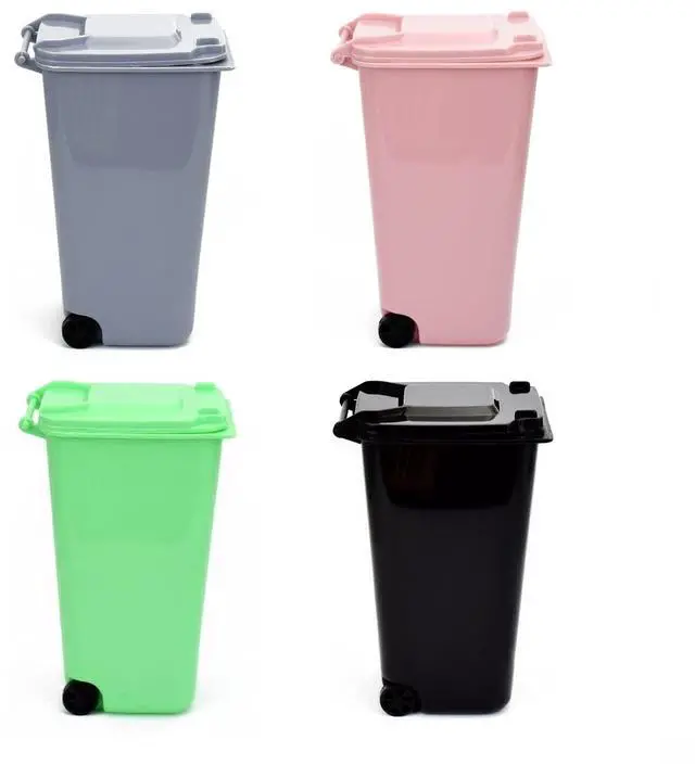 Main image of Mini Trash Can with Lid Swing Top Small Trash Can Pen Holder for Car Bedroom Office Desktop 22 Fl Oz (4 Pcs Multi-Color)
