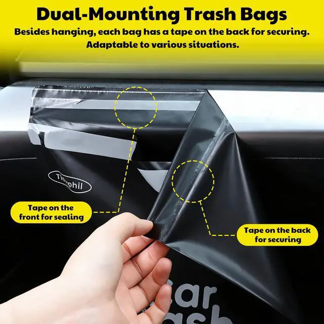 Alt view image 5 of 7 - 50 Bags Hanging Car Trash Bags Disposable, 2 Gallon Car Garbage Bags. Black