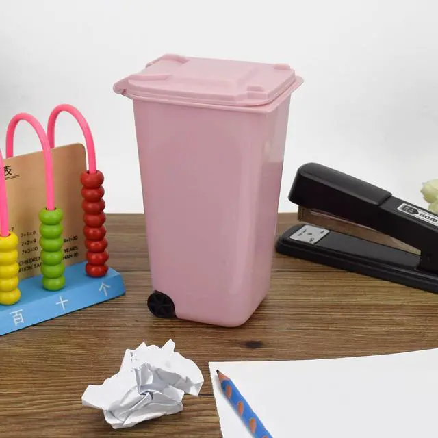 Alt view image 3 of 7 - Mini Trash Can with Lid Swing Top Small Trash Can Pen Holder for Car Bedroom Office Desktop 22 Fl Oz (4 Pcs Multi-Color)