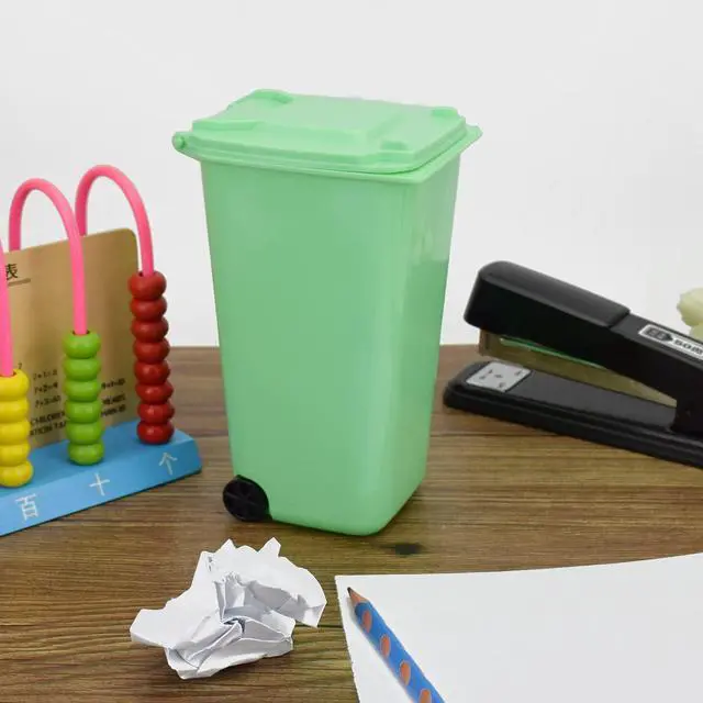 Alt view image 4 of 7 - Mini Trash Can with Lid Swing Top Small Trash Can Pen Holder for Car Bedroom Office Desktop 22 Fl Oz (4 Pcs Multi-Color)