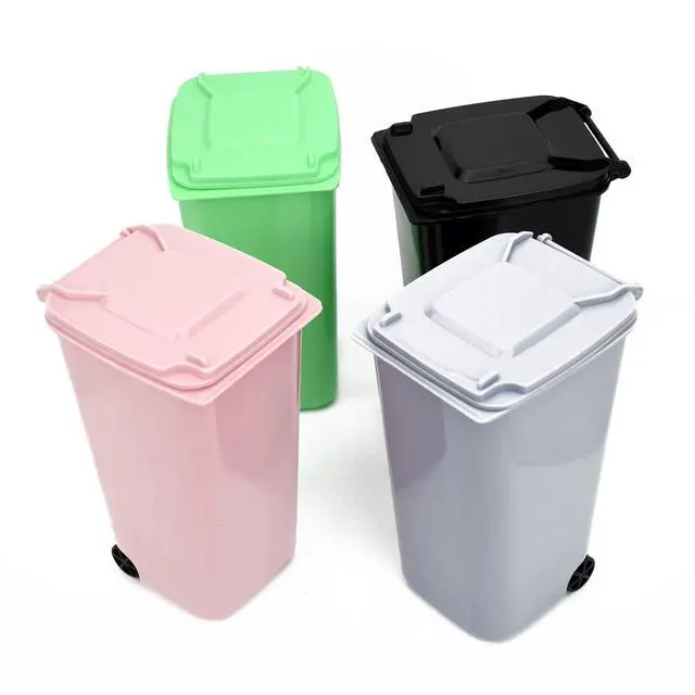 Alt view image 7 of 7 - Mini Trash Can with Lid Swing Top Small Trash Can Pen Holder for Car Bedroom Office Desktop 22 Fl Oz (4 Pcs Multi-Color)