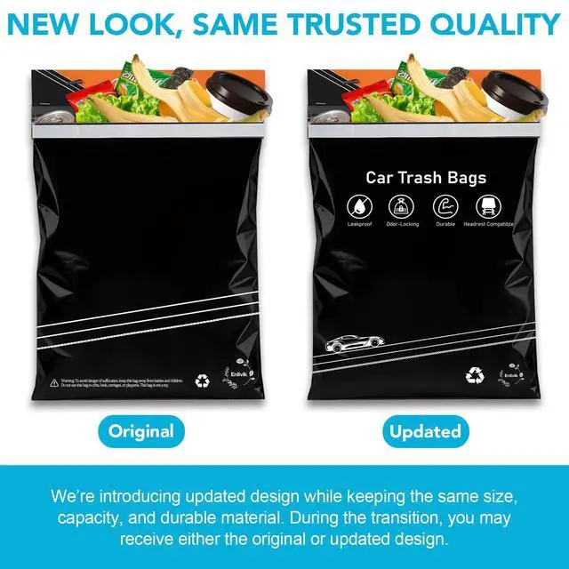 Alt view image 6 of 7 - 50 Pcs Disposable Car Trash Bags Leakproof & Odor-Lock - 2 Gallon Alternative to Car Trash Can Hanging from Headrest/Easy Stick-On Trash Can for Car, Truck, SUV, RV, Travel & Ride-Share
