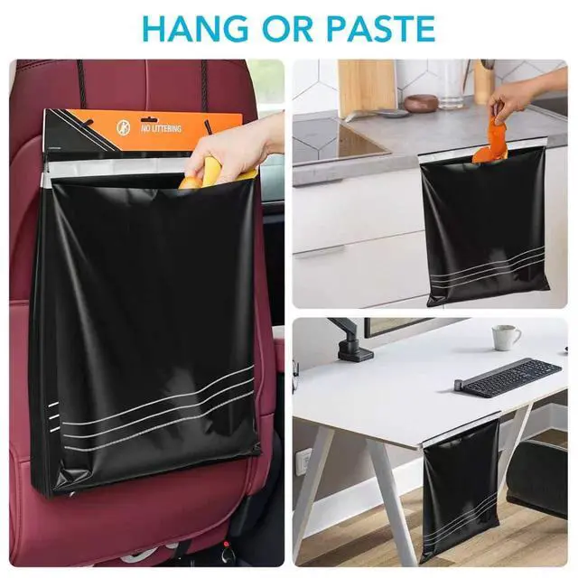 Alt view image 7 of 7 - 50 Pcs Disposable Car Trash Bags Leakproof & Odor-Lock - 2 Gallon Alternative to Car Trash Can Hanging from Headrest/Easy Stick-On Trash Can for Car, Truck, SUV, RV, Travel & Ride-Share