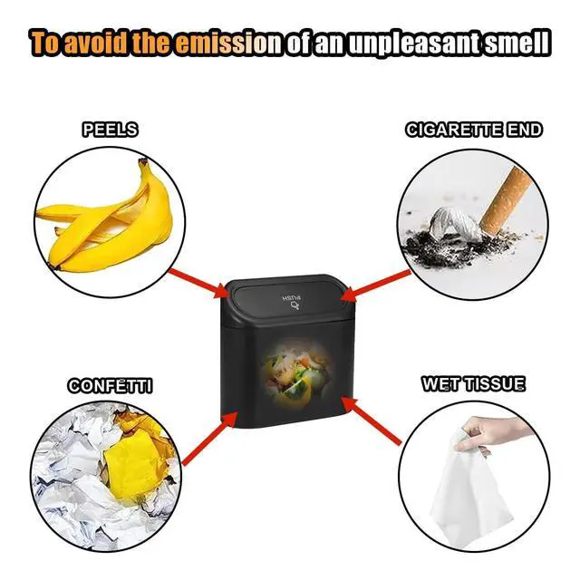 Alt view image 5 of 7 - Mini Car Trash Can with Lid, Small Automotive Dustbin Garbage Container, Waterproof and Leak Resistant Car Storage Box with a roll of Plastic Trash Bags, Car Accessories Trash Bin for Vehicle, Home