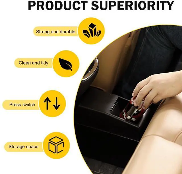 Alt view image 4 of 7 - Car Trash Can with Lid, Waterproof Odorless Multifunctional Storage Bins, Detachable Easy-to-Clean Organizers, Universal Portable Interior Storage Accessories for Cars Home Office (Black)