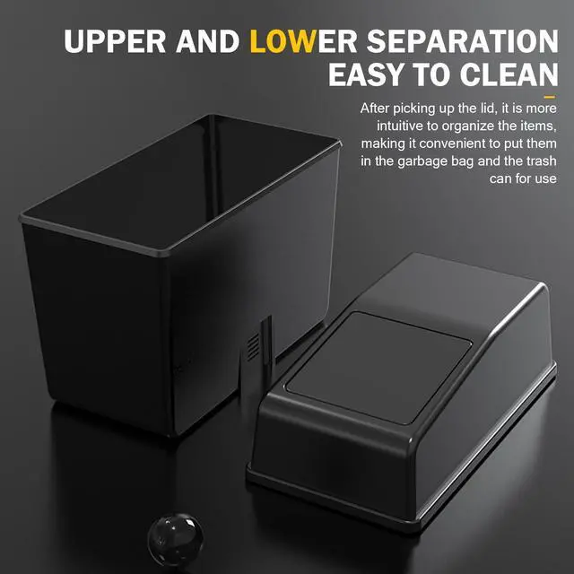 Alt view image 6 of 7 - Car Trash Can with Lid, Waterproof Odorless Multifunctional Storage Bins, Detachable Easy-to-Clean Organizers, Universal Portable Interior Storage Accessories for Cars Home Office (Black)