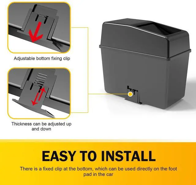 Alt view image 3 of 7 - Car Trash Can with Lid, Waterproof Odorless Multifunctional Storage Bins, Detachable Easy-to-Clean Organizers, Universal Portable Interior Storage Accessories for Cars Home Office (Black)