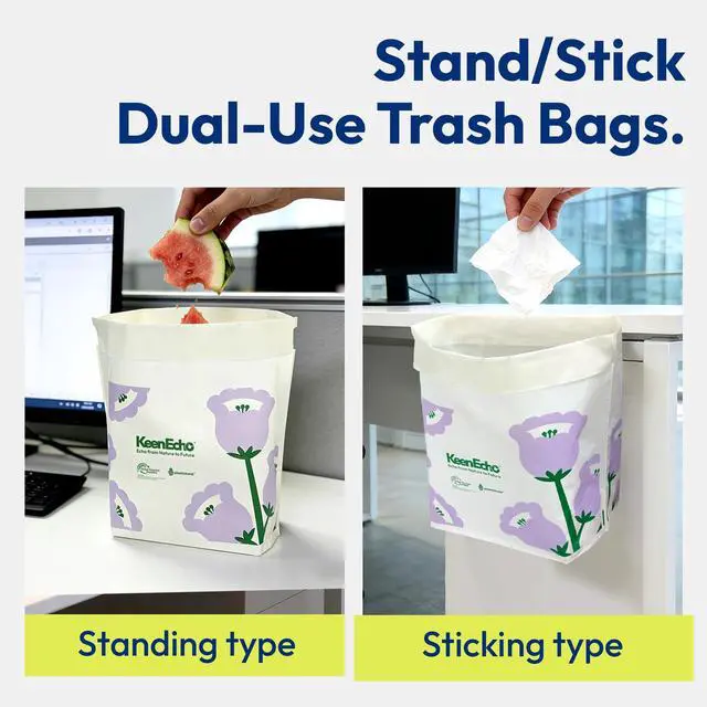 Alt view image 6 of 7 - Disposable Car Garbage Bin Bags, Vomit Trash Bags made with Recycled HDPE for Boat, Plane, Travel, Camping, Bedroom, Study Room, Office and Car, 20 pcs,Purple