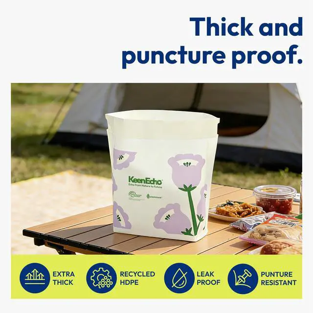 Alt view image 7 of 7 - Disposable Car Garbage Bin Bags, Vomit Trash Bags made with Recycled HDPE for Boat, Plane, Travel, Camping, Bedroom, Study Room, Office and Car, 20 pcs,Purple