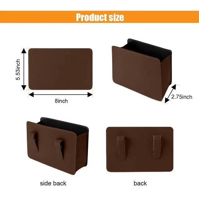 Alt view image 2 of 6 - Car Trash Can, Auto Leather Trash Bin Garbage Organizer Holder with One Roll Trash Bag, Mini Foldable Dustbin Storage Bag Container, Multi-Function Trash Box for Car SUV (Brown)