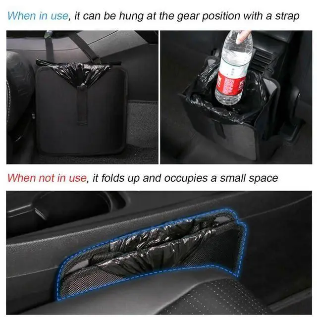 Alt view image 5 of 7 - Car Trash Can, Oxford Cloth Foldable Auto Trash Bin Hanging, 1.85 Gallon Capacity Garbage Bag Organizer, Leak-Proof Waterproof Automotive Storage Container, Car Interior Accessories (Medium)