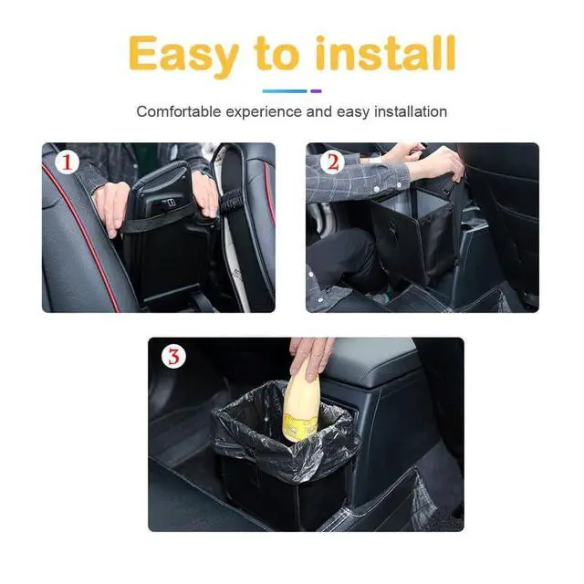 Alt view image 6 of 7 - Car Trash Can, Oxford Cloth Foldable Auto Trash Bin Hanging, 1.85 Gallon Capacity Garbage Bag Organizer, Leak-Proof Waterproof Automotive Storage Container, Car Interior Accessories (Medium)