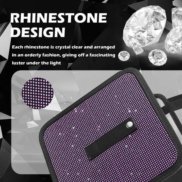 Alt view image 4 of 7 - Bling Car Trash Can with Rhinestone,Foldable Car Garbage Can for in-Vehicle Waste Disposal,Multipurpose Hanging Back Seat Organizer & Decorations Fit for Most Cars Trucks (Pink)
