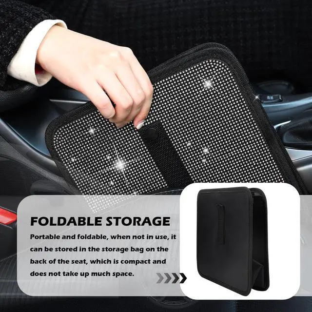 Alt view image 5 of 7 - Bling Car Trash Can with Rhinestone,Foldable Car Garbage Can for in-Vehicle Waste Disposal,Multipurpose Hanging Back Seat Organizer & Decorations Fit for Most Cars Trucks (Pink)