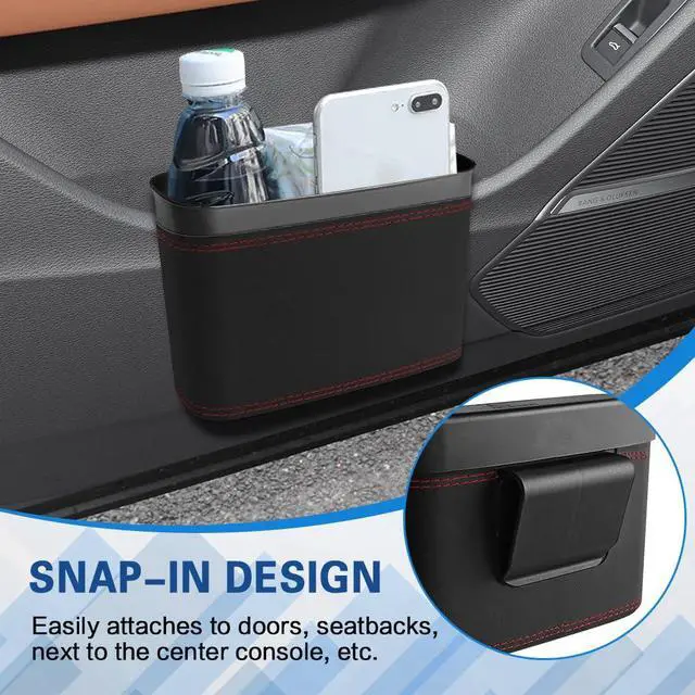 Alt view image 7 of 7 - Car Trash Can with Lid, Car Trash Bin, Leakproof Vehicle Garbage Can with 30PCS Garbage Bags, Waterproof Auto Hanging Dustbin Storage Bag Container Accessories Fit SUV Office Home (Black-1PCS)