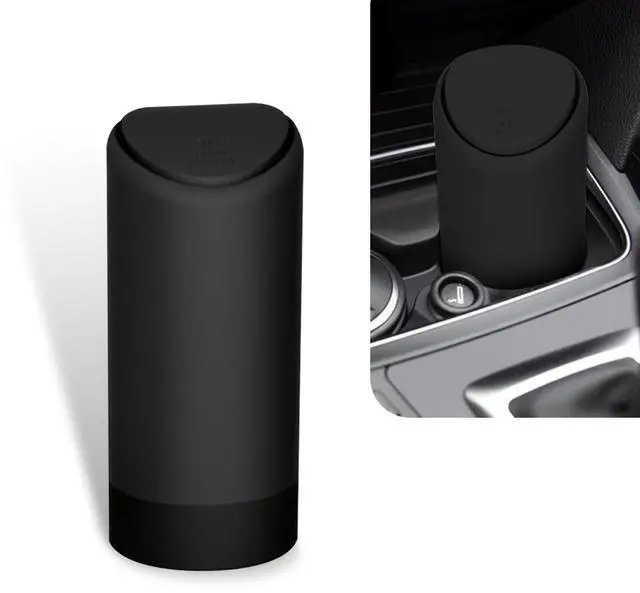 Main image of Car Trash Can with Lid, Soft and Squeezable Silicone Silent Trash Can, Removable and Easy to Clean Multifunctional Storage Box, for Most Cars, Offices and Homes (Black)