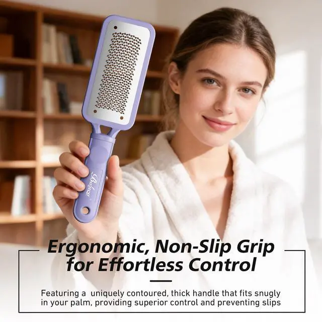 Alt view image 5 of 7 - Professional Foot File & Callus Remover - Stainless Steel Foot Rasp & Metal Feet Scrubber, Pedicure Tool for Hard Skin & Dead Skin Removal, Cracked Heel Repair for Baby Soft Feet (Purple)