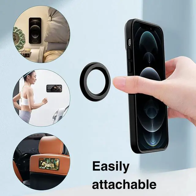 Alt view image 6 of 7 - Magnetic Phone Wall Mount Hands-Free Shower Mirror Holder & Car Sticker Stand, Compatible with iPhone 17 16 15 14 13 12 Pro Max Mini (Black)