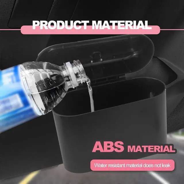 Alt view image 4 of 7 - Car Trash Can with Lid Leakproof Mini Vehicle Trash Bin and One Roll Plastic Trash Bag Automotive Garbage Container Bin for Vehicle Home Office (Black)
