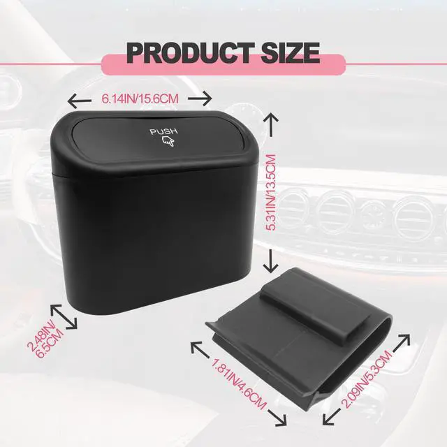 Alt view image 2 of 7 - Car Trash Can with Lid Leakproof Mini Vehicle Trash Bin and One Roll Plastic Trash Bag Automotive Garbage Container Bin for Vehicle Home Office (Black)