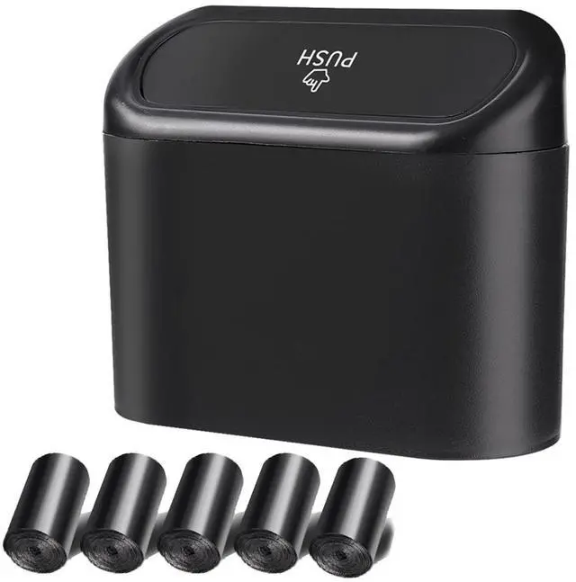 Main image of Car Trash Can, 1.0 Liters, Plastic, Trash Can Set, Multi-Purpose, Easy to Install, Includes 75 Garbage Bags